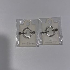 Silver Rhinestone Barbell Jewelry (Sold as Pair)